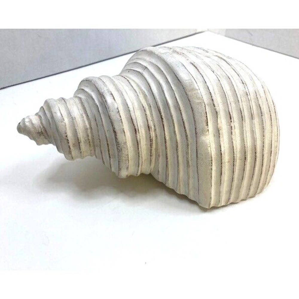 Conch Shell Décor Planter Bowl White 9" Long Poly Resin Nautical Seaside Coastal